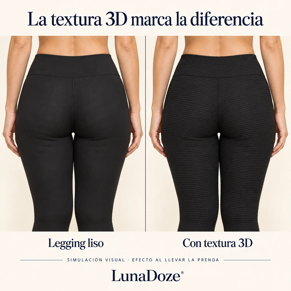 Legging liso frente a legging con textura 3D LunaDoze