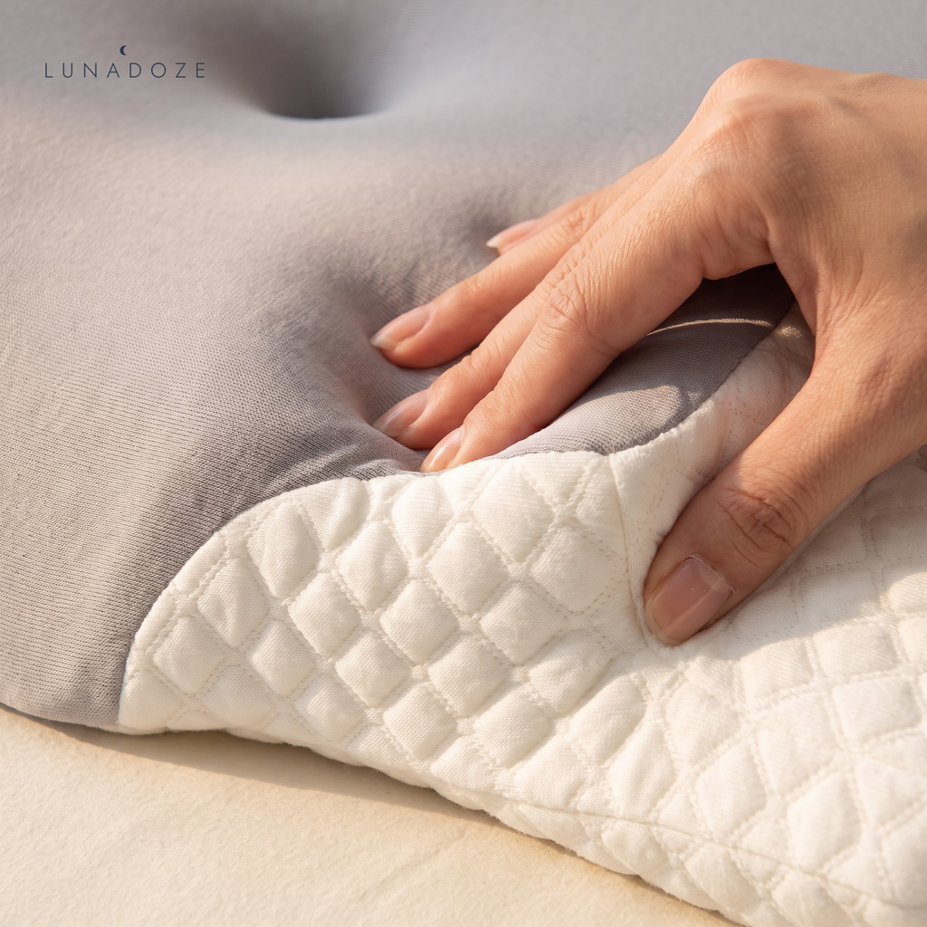 Hand pressing into the memory foam